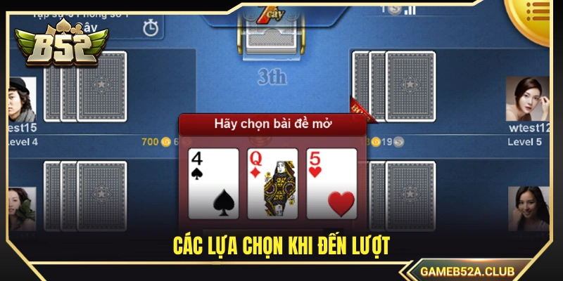 Những tùy chọn khi đến lượt chơi